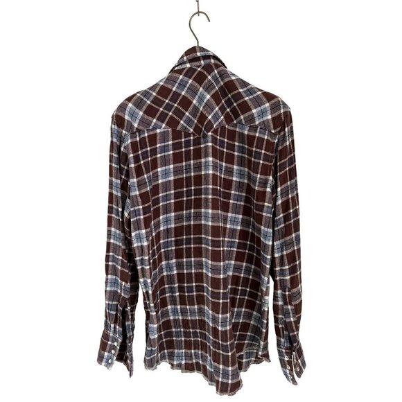 WRANGLER Cotton Fleece Shirt Snap Button-up Long Sleeve Front Pockets - Picture 6 of 9